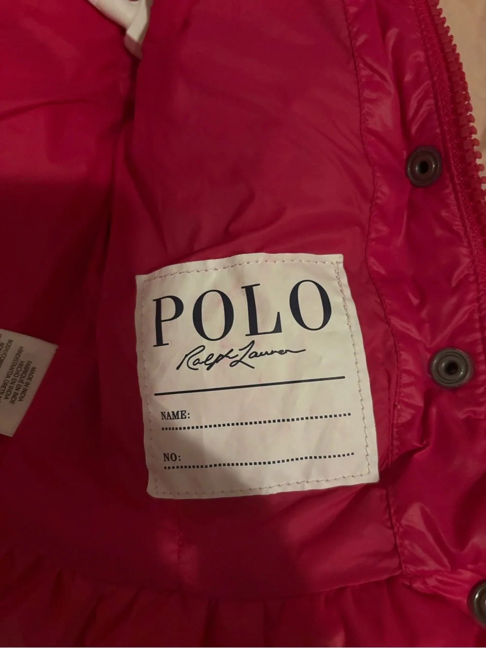 Ralph Lauren Hot Pink Quilted Puffer Jacket with Hood